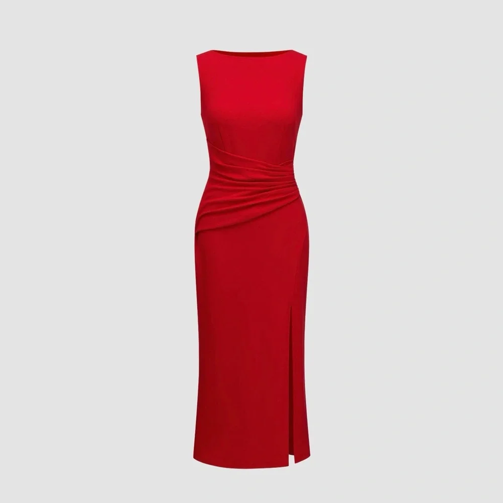 Red Ruched Dress - Picture 1 of 3